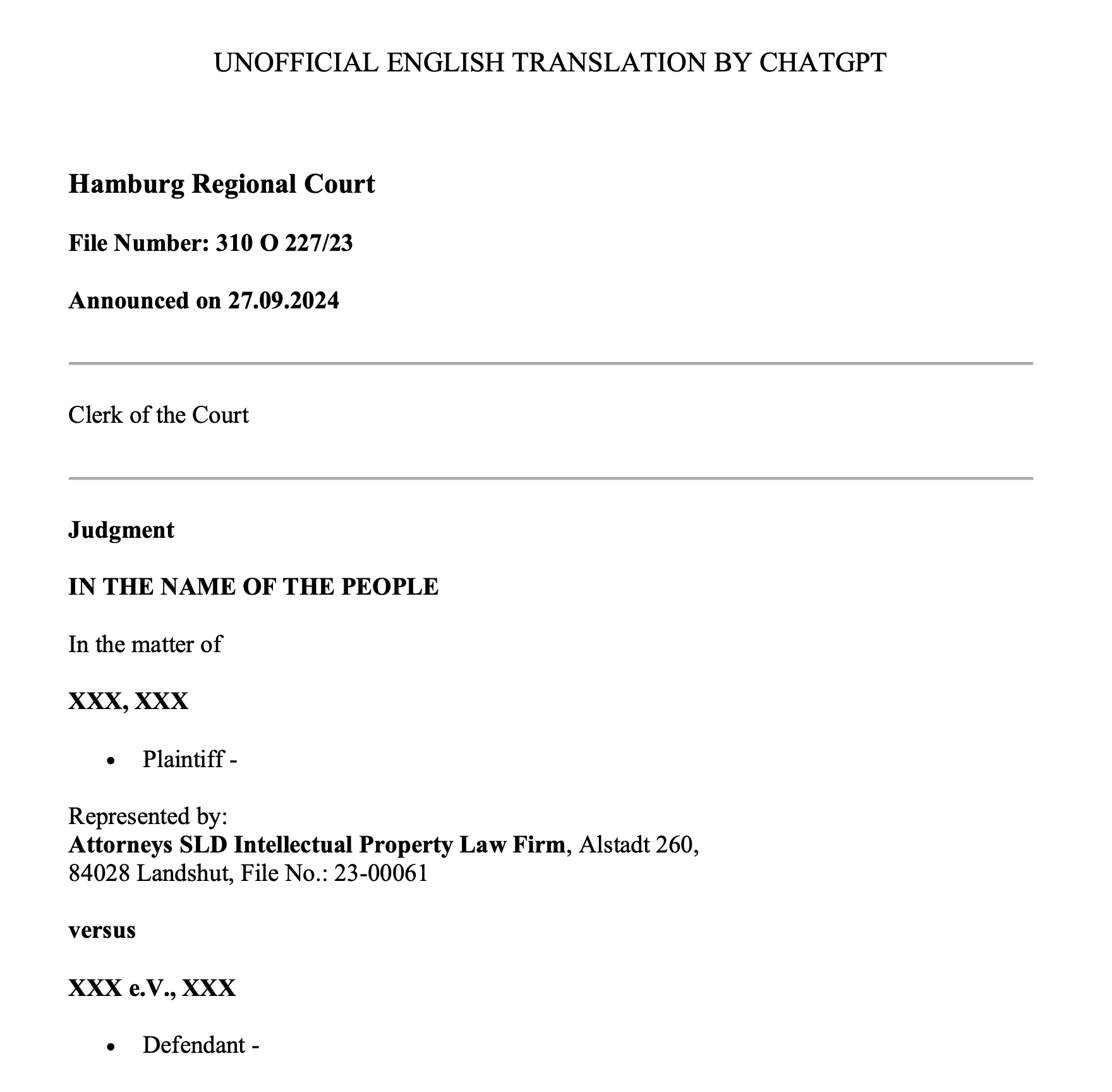 Unofficial English translation of German court’s decision Kneschke v. LAION under TDM exception