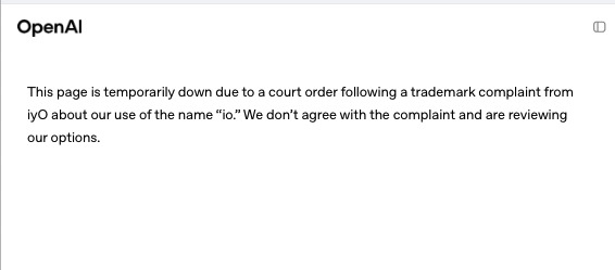 OpenAI embarrassingly pulls Jony Ive video, io announcement due to trademark suit filed by IYO