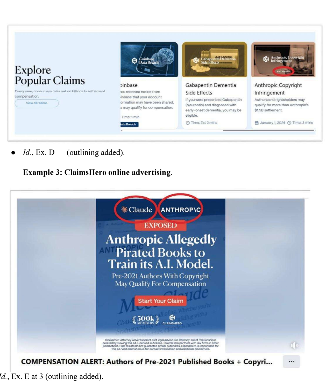 Anthropic agrees with Bartz’s motion to limit ClaimsHero’s overtures to class members. Anthropic also suggests ClaimsHero is using Anthropic’s trademarks in way likely to cause confusion.