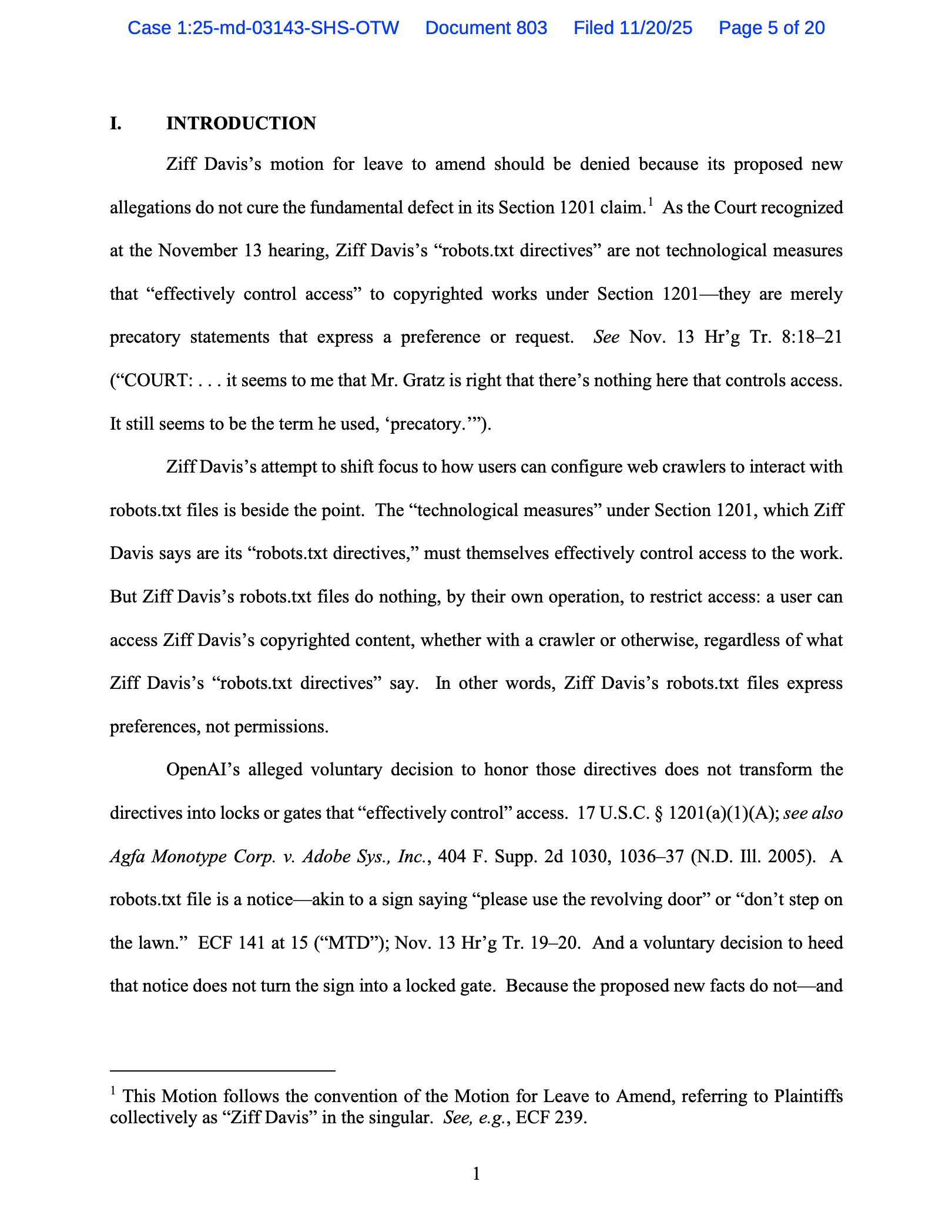 C*D様 Free! まとめ1 OpenAI opposes Ziff Davis's attempt to filed 2d amended complaint