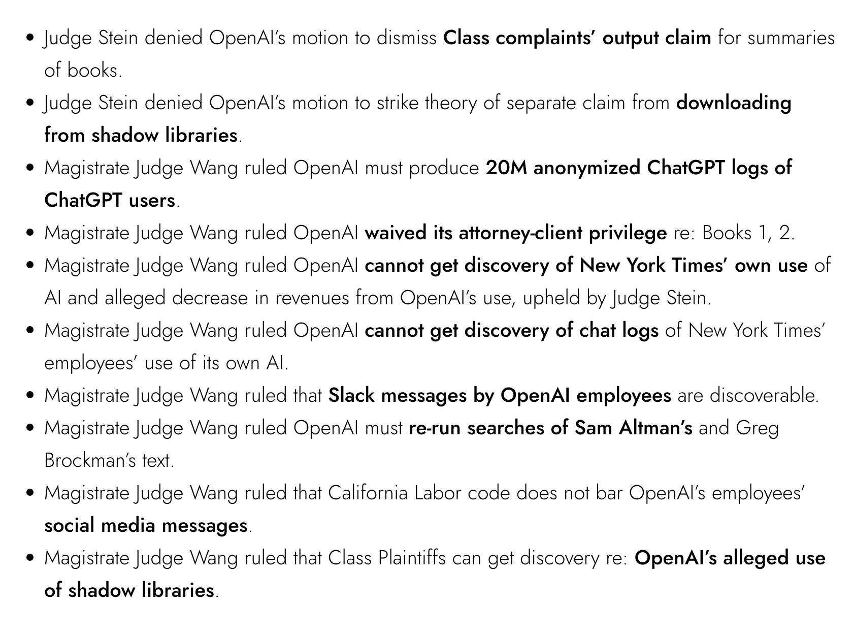 List of OpenAI’s losses in discovery grows long. Is it the canary in the coal mine for OpenAI?