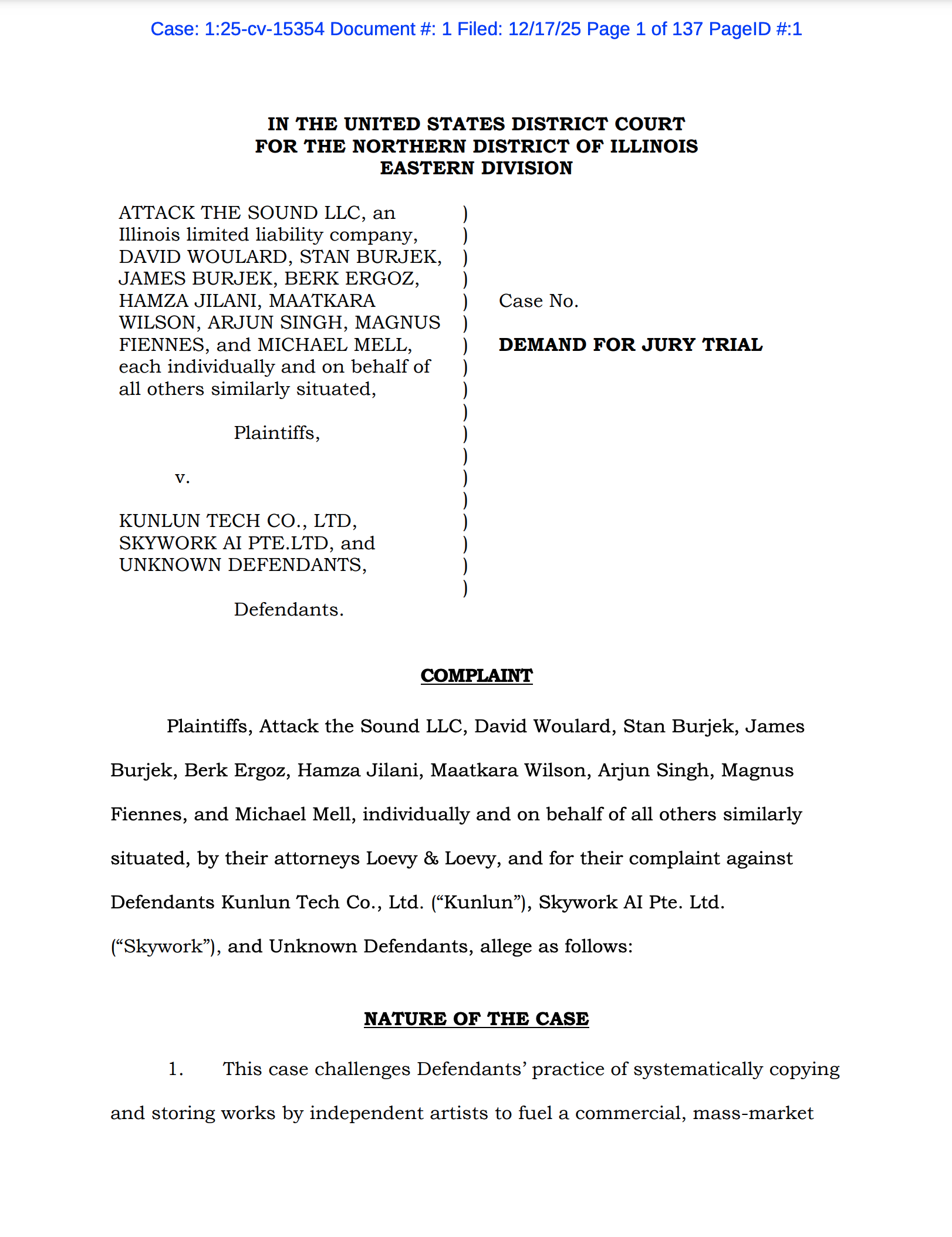 Attack the Sound v. Kunlun Tech: Copyright suits v. AI hit 66. 67 is next. 2d U.S. suit v. Chinese co. for Mureka AI music generator.