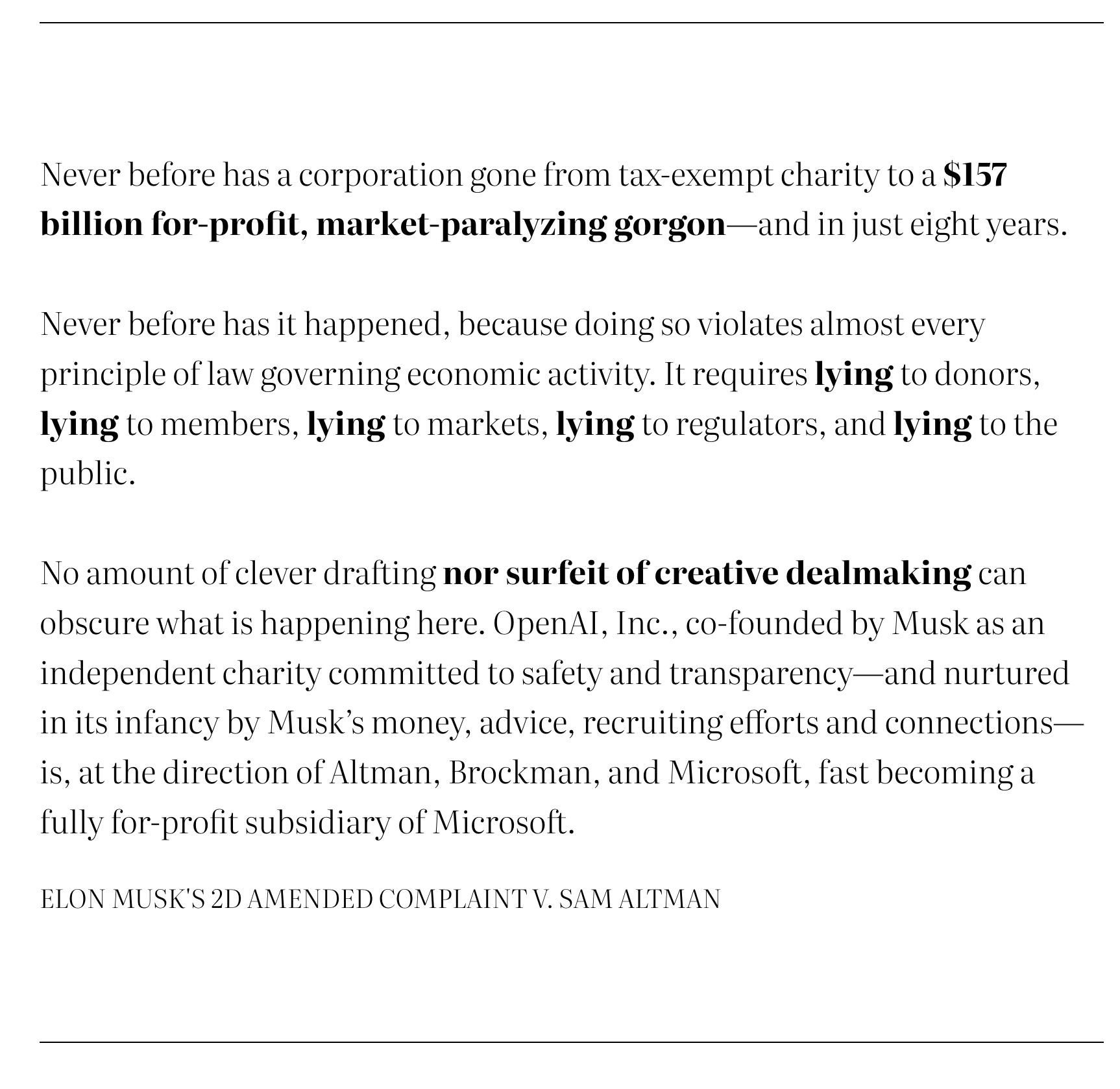 Is OpenAI the Gorgon as Elon Musk’s Complaint v. Sam Altman alleges?