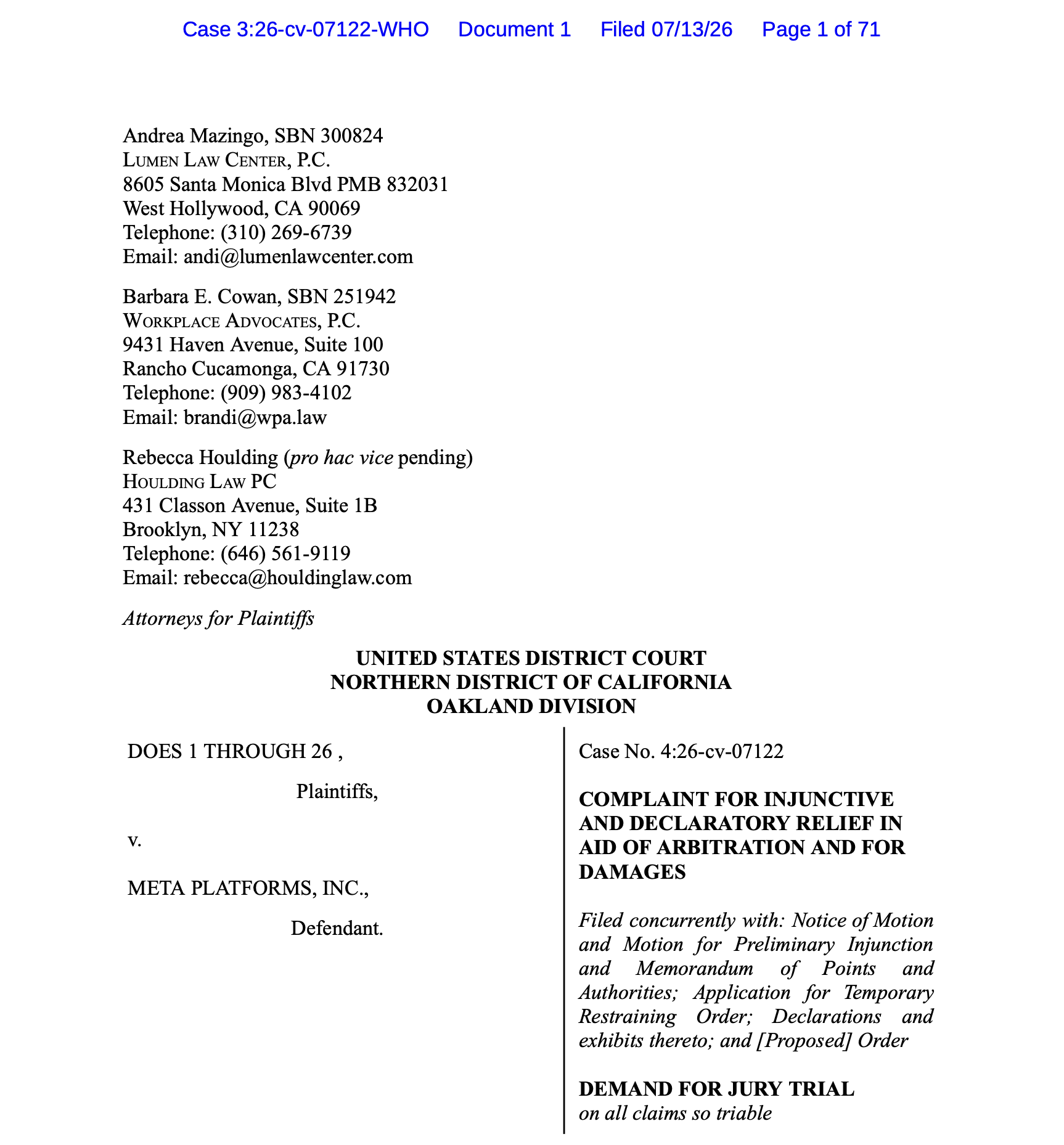 Meta sued for allegedly using AI program that had disparate impact in terminating employees who took protected medical and family leave