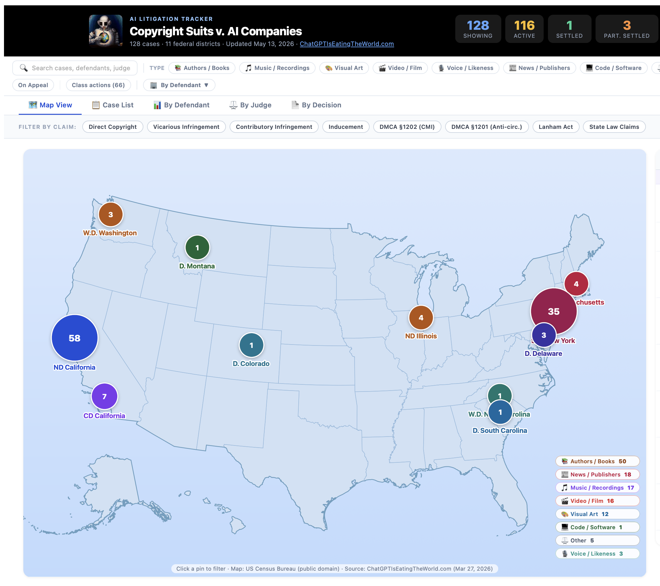 AI Copyright Case Tracker