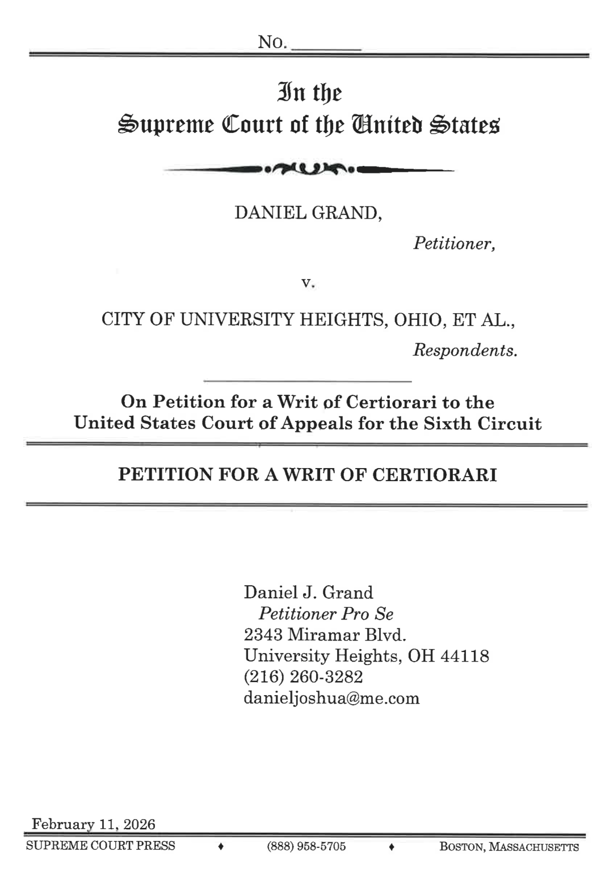 Daniel Grand used AI to study cert petitions and SCOTUS rules. His pro se cert petition was granted.